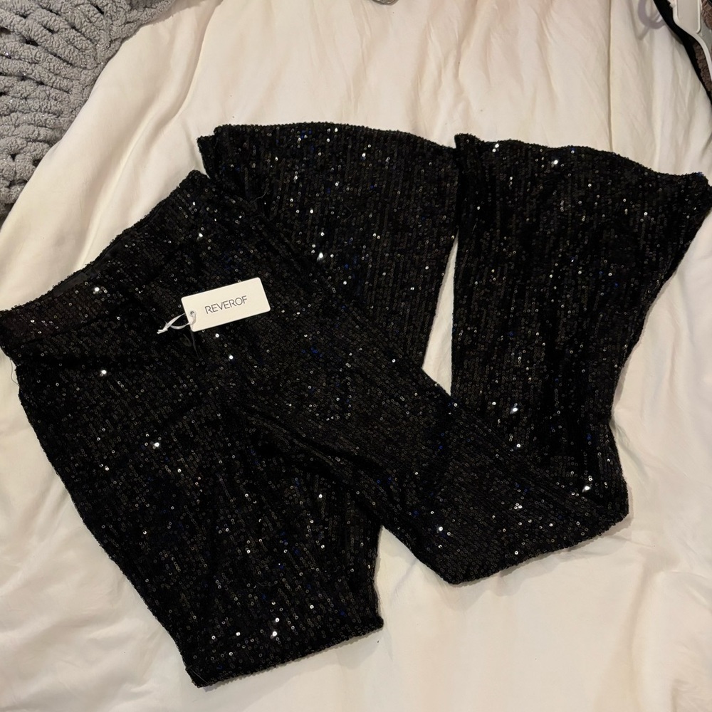 high-rise & bootcut sequence pants.